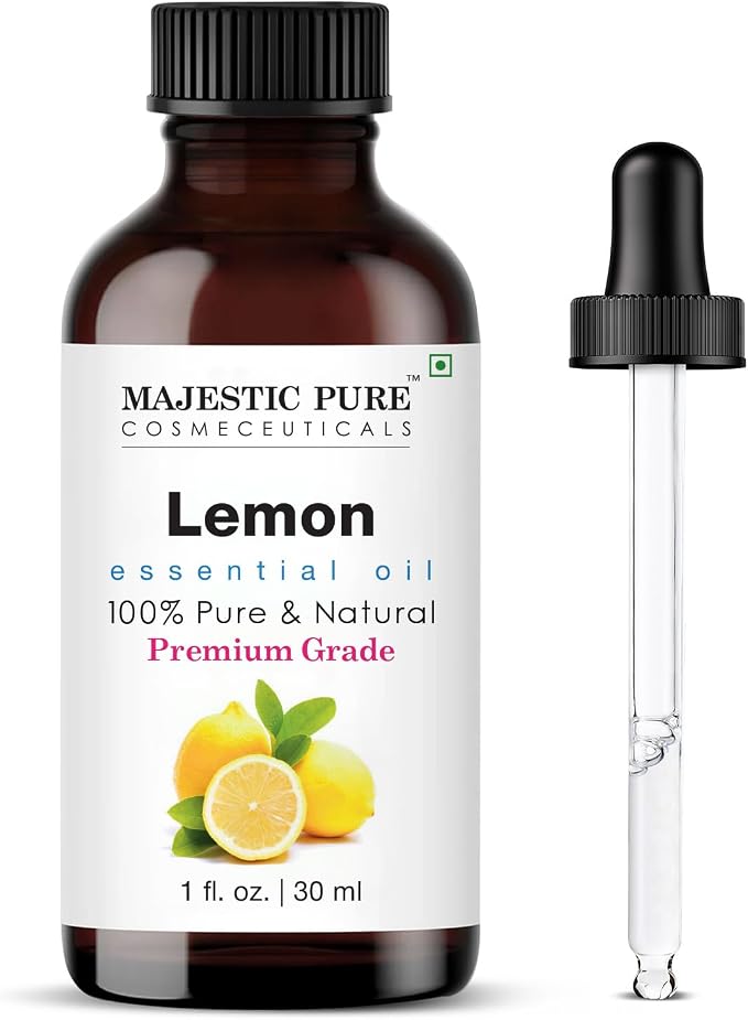 Majestic Pure Lemon Essential Oil for Diffuser - 1 Fl Oz | 100% Pure & Natural Ideal for diffuser use, aromatherapy, massage, soap making, candle making home fragrance