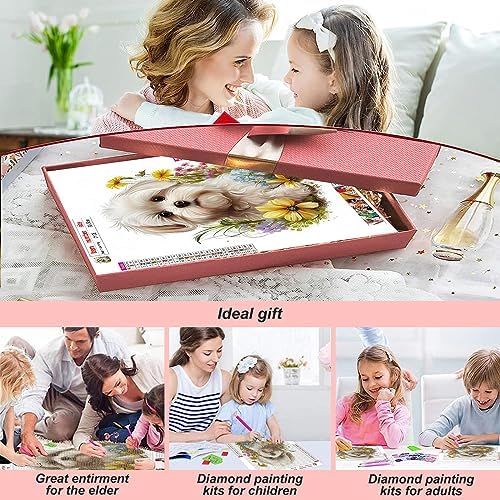 Stalente Diamond Painting Kits for Adults, 5D DIY Diamond Art Kits for Beginners Round Full Drill Diamond Painting for Home Wall Decoration Gift 12x12inch, Dog