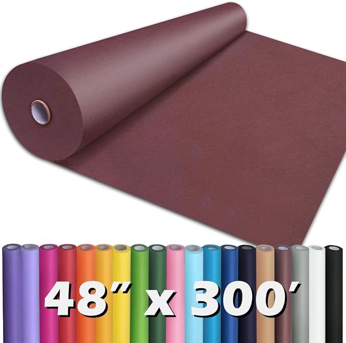 PerkHomy Wine Red Kraft Paper Roll 48" x 3,600" (300') for Gift Wrapping Bouquet Flower Art Painting Craft Writing Packaging Shipping 80GSM 55LB (Wine Red, 48" x 300')