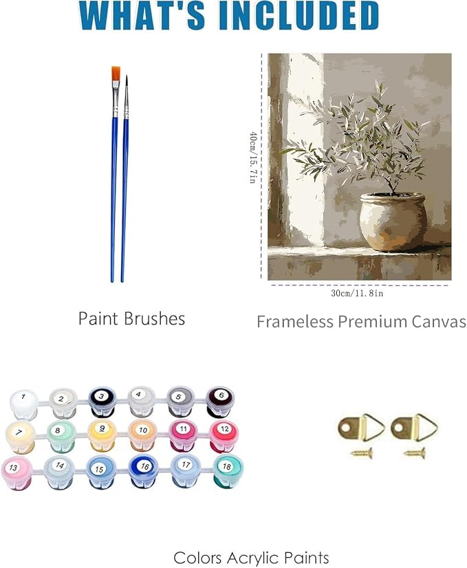 YOLENIX Olive Tree Paint by Numbers Kit for Adults Beginner (Without Frame) | Vintage Adult Paint by Number Kits on Canvas, Funny DIY Acrylic Oil Easy Painting by Numbers for Home Wall Decor&Gift12X16 in
