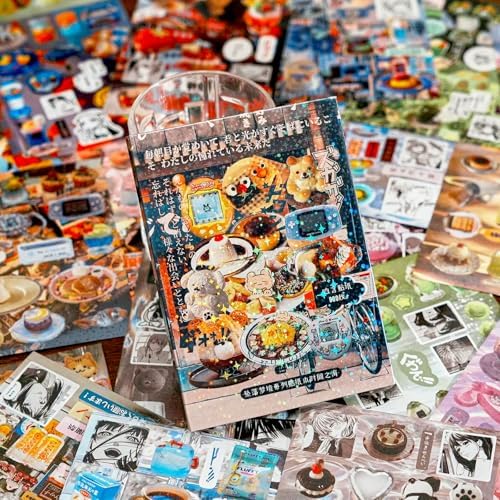 Japanese Comic Style Sticker Scrapbooking Supplies for Junk Journal, 45 Sheets Stickers TZ013001