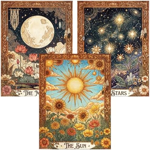 Benjenes 3PCS Tarot Theme Diamond Art Kits for Adults, Diamond Painting