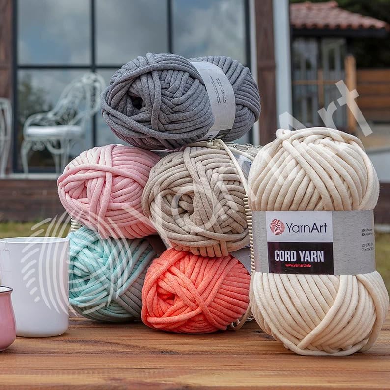 YarnArt Crochet Knitting Cord Yarn - Home Decoration for Baskets, Mats, Rugs, Underpads, Cushions, Blankets, Bags, Cat - Dog Beds - Super Bulky(6) - 8.80 Oz - 80 Yard - 1 Skein (755- Pistachio Green)