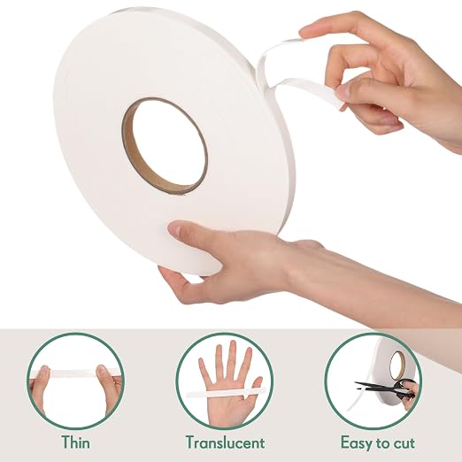 Tatuo 2 Rolls Double Sided Foam Tape for Mounting,1/2 Inch by 66 Feet,White