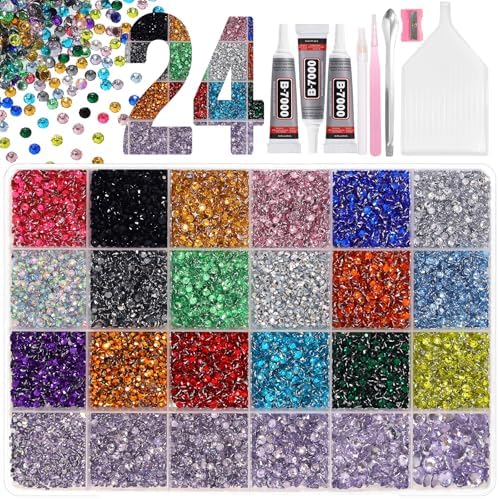 28000 Pcs Color Rhinestones Bedazzling Kit, Purple Resin Bedazzling Gems