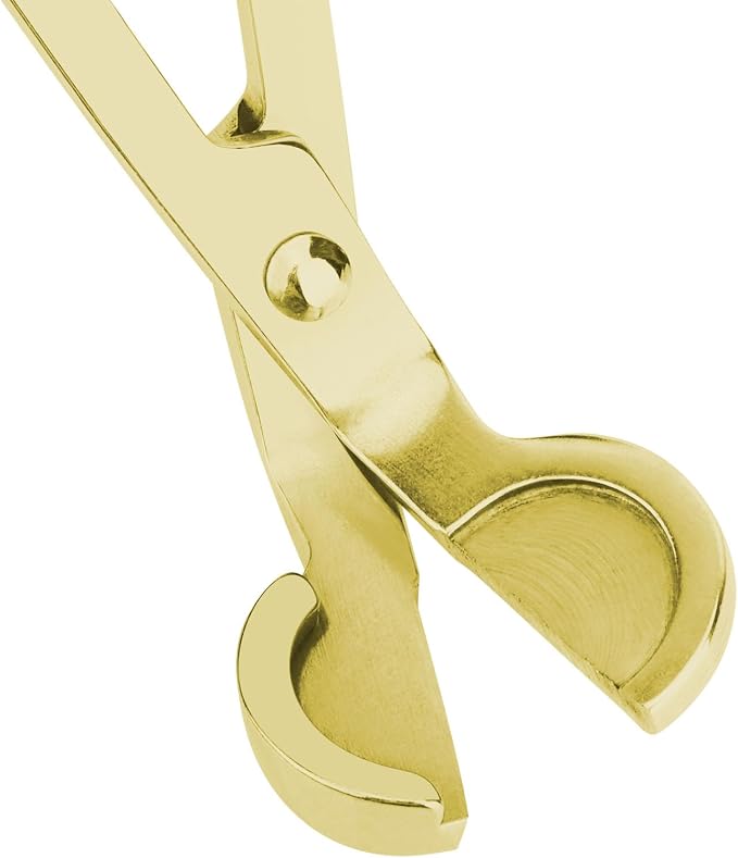 CHEFBEE Gold Stainless Steel Candle Wick Trimmer | Polished Wick Clipper, Clean Even Burn, Prevents Soot Buildup, Reaches Deep Jar Candles, Sturdy Precice Cutting