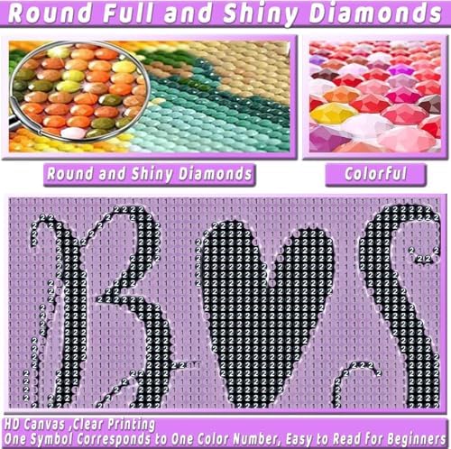6 Pack Purple Diamond Art Kits for Adults Diamond Painting Kit for Beginner