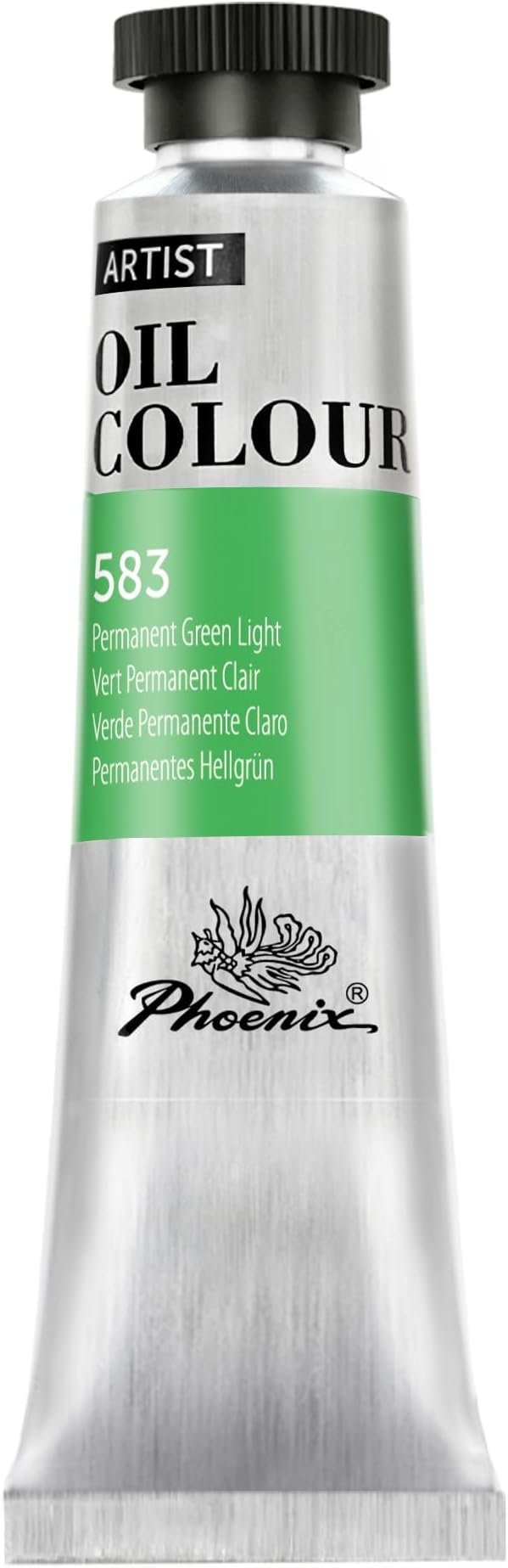 PHOENIX Permanent Green Light Oil Paint - 40ml / 1.35 Fl oz. Single Tube - Artist Quality Oil Based Paint for Professionals