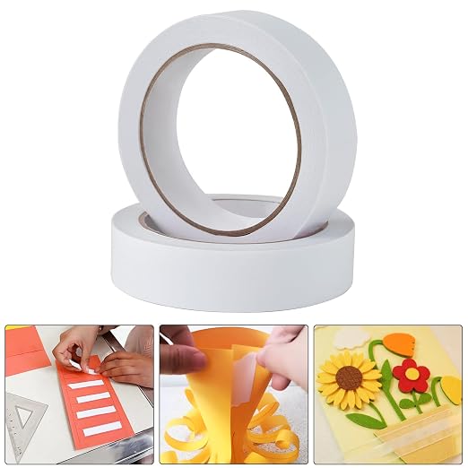1" 2 Rolls Double Sided Adhesive Sticky Tape for Arts, DIY, Crafts, Photography, Scrapbooking, Card Making, Gift Wrapping, Office School Stationery Supplies, Home Supplies(Width: 25 mm)
