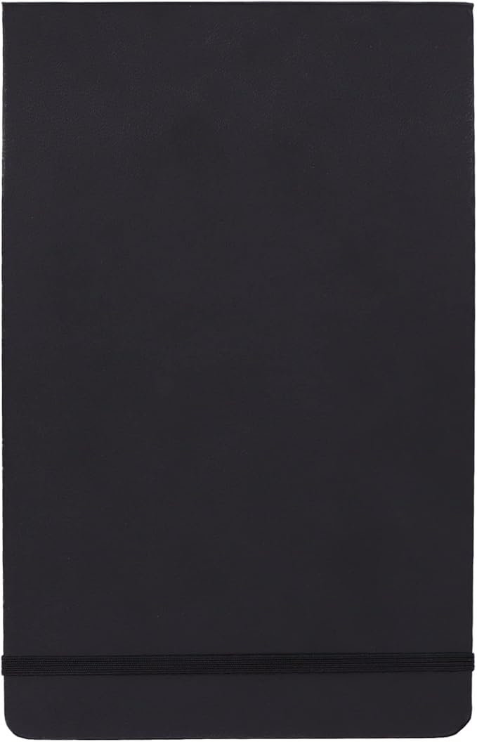 Amazon Basics Art Sketch Book for Drawing and Painting, Thick Paper, 5.25" x 8.25", 72 Sheets, Black