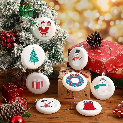Zubebe 24 Pcs 3.15 Inch Christmas Blank White Ball Ornaments