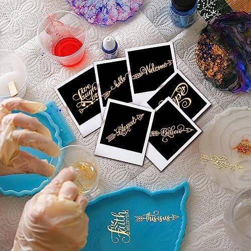 OLYCRAFT 9pcs 1.6x1.6 inch Word Arrows Sticker Blessing Arrow Self Adhesive Gold Stickers Inspirational Word Metal Gold Stickers for Scrapbooks DIY Resin Crafts Phone & Water Bottle Decoration