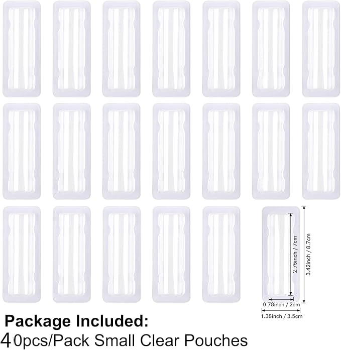 BAOFALI 40PCS Small 3.4x1.4inch Plastic Clear Rectangle Domes; Self-Adhesive for DIY Lip Balm Pouches Money Holder Candies Craft Gift Cards Shaker Card Making Scrapbooking Tool