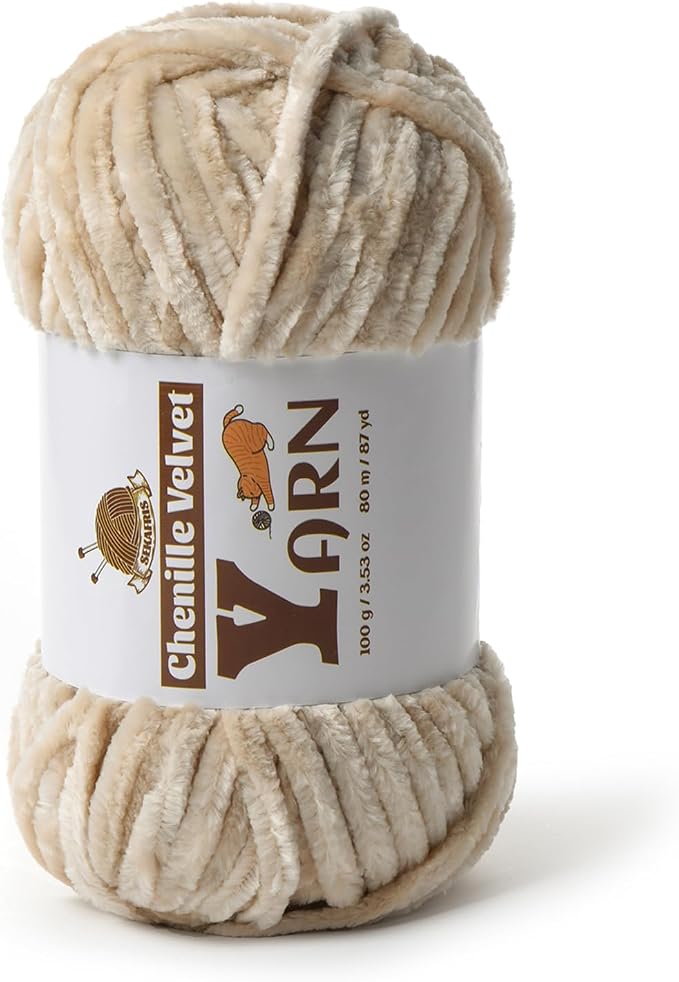 Chenille Crochet Beige Yarn 1 Pack