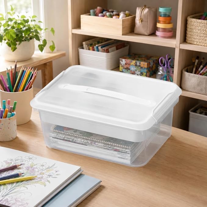 CraftGenes 20 QT Clear Craft Box Organizer with Removable Tray, 1-Pack