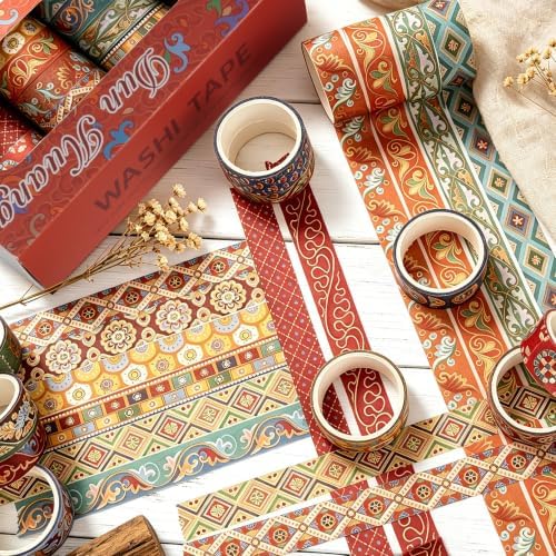 Retro Aesthetics Washi Tape, 20 Rolls Aesthetic Decorative Foil Masking Tape Set with Gift Box, Decorative Tape for Bullet Journal, DIY Craft, Scrapbook Supplies