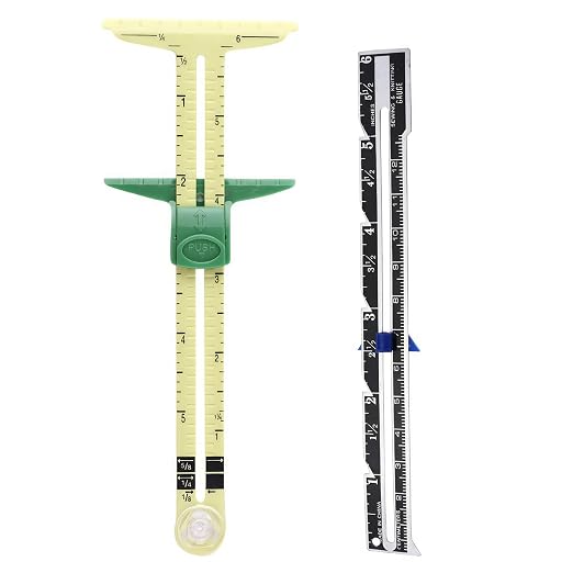 Sewing Gauge Measuring Tool Set 5-in-1 T-Shaped Sliding Gauge Ruler,Acrylic Fabric Quilting Ruler,Essential Sewing Tools&Quilting Accessories for Hemming,Seam Allowance,Button Spacing 2 Pieces