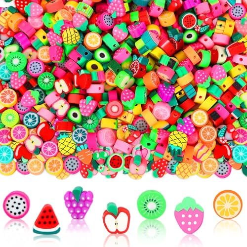 300Pcs Fruit Polymer Clay Beads for Jewelry Making