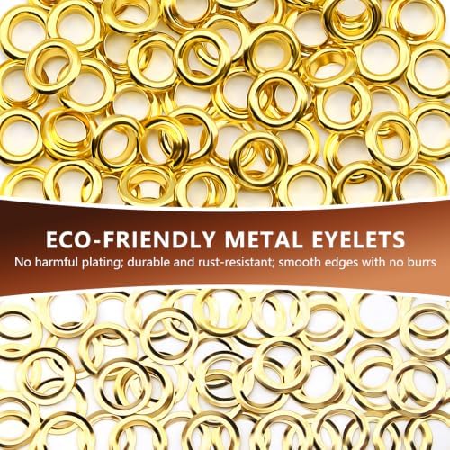 SEMINI 200 Sets 8mm Gold Grommet Eyelet Kit for Fabric Leather Crafts