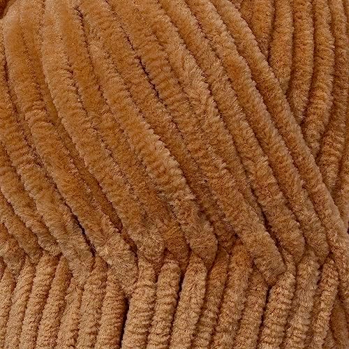 Velvet Lux Chenille Yarn for Crocheting and Knitting, 2 Pack Bulk Chunky Yarn, Super Soft Velvet Yarn for Amigurumi, Baby Blankets & Home Decor — 100g/120yds per Skein (Warm Brown)