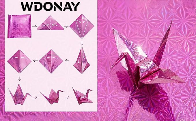 150 Sheets Shiny Origami Paper Square Shiny Laser Origami Mixing Colors Folding Paper for DIY Paper Cuts Craft Party Decor, 3 Sizes (2.76", 3.94", 5.91")