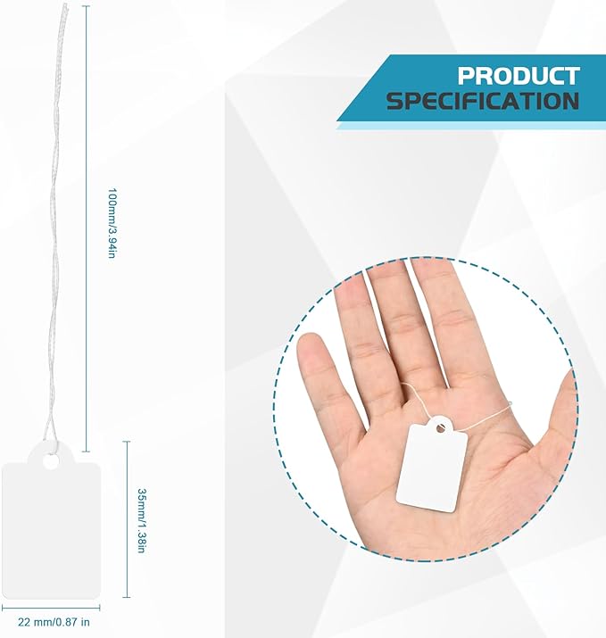 1200 Pack White Price Tags with String Attached Writable Display Labels