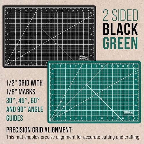 U.S. Art Supply 12"x18" Self-Healing Cutting Mat 5-Ply 2 Pack Green/Black