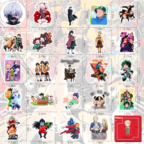 Arme Anime Stickers Pack, Waterproof Stickers for Water Bottles 600PCS | Anime Stickers for adults, Kids, Car, Teens, Cute Anime Vinyl Stickers Decals for Party, Birthday, UV Resist, Pre-cut