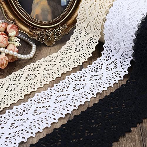 Black Lace Ribbon 8 Yards Crochet Lace Trim Cotton Sewing for Crafts, Gift Package Wrapping, Bridal Wedding Decoration, Scrapbooking Supplies