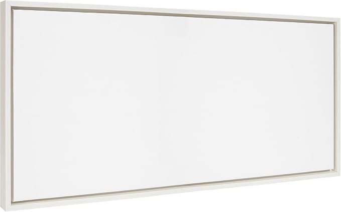 Kate and Laurel Sylvie Blank Framed Canvas Wall Art, 18x40 White, Modern Empty Canvas for Paint-Your-Own Art, Premium Framed