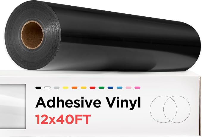 Sooez Black Permanent Vinyl - 12" x 40FT Adhesive Vinyl Roll | Matte Black Permanent Outdoor for Signs, Scrapbooking, Craft