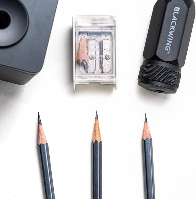 Blackwing One-Step Long Point Pencil Sharpener, German Steel Blade, Grey