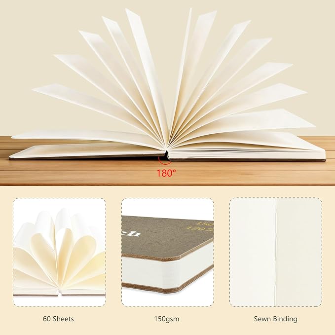 120 Pages Hardcover Pocket Sketchbook,Mini Small Travel Drawing Journal