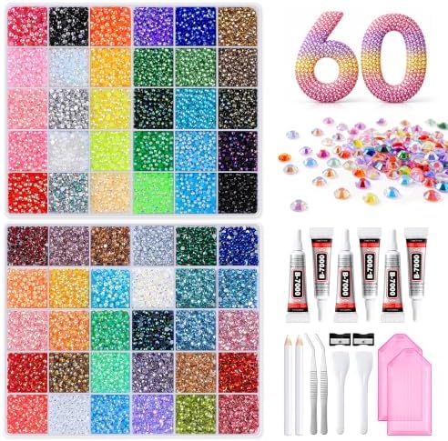 Flatback Rhinestones for Bedazzling Kit with Glue, for Nail Gems and Charms
