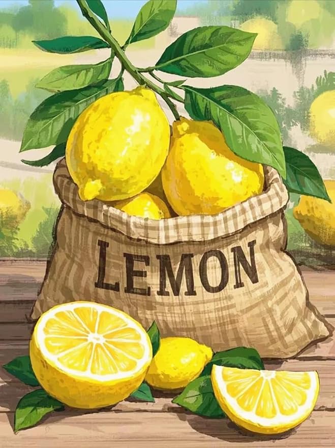 ZRIZQ Landscape Paint by Numbers Kit for Adults Beginner,Lemon,16x20 | Full set with wooden brushes,rolled canvas,rich paints.Calming activity.Beginner friendly.Just open and paint.