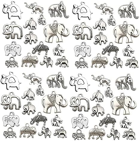 WOCRAFT 120pcs Antique Silver Elephant Charm for Jewelry Making Alloy Charms for DIY Crafts (SN036)