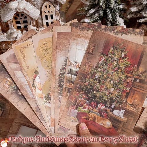 icceemee 160 sheets of Christmas scrapbook paper, Christmas theme journaling scrapbook supplies craft collage paper set, junk journal bullet journal poster room decor for card making decorative gifts