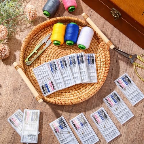 Leyndo 60 Boxes Pre Threaded Needles Sewing Kit, Random Color, 6 Threads