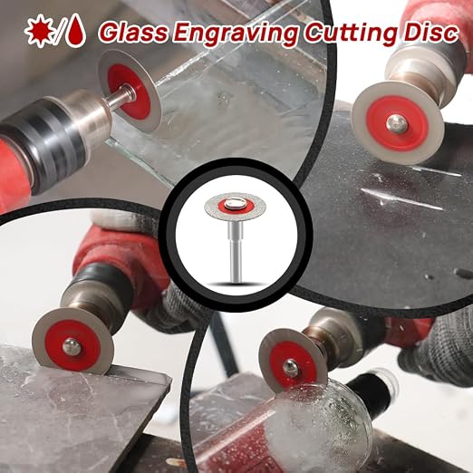 Mini Diamond Glass Cutting Disc - FOCSTOL 5pcs 1-3/16 Inch(30mm) Saw Blade and 1pc 1/4 Inch(6mm) Round Shank for Glass Jade Marble Granite Artificial Stone Porcelain Tile Ceramic