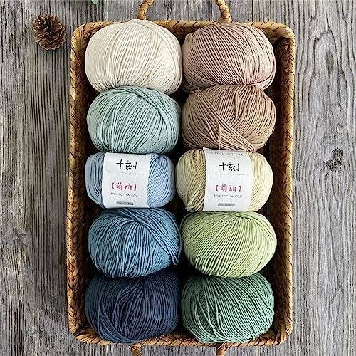 Fine Weight Knitted and Crocheted Cotton Yarn, 100% Long Staple Cotton Yarn, Baby Sports, 2 Packages of 100g/3.52oz (Per Skein 50g/162yards) - Waterfall Blue