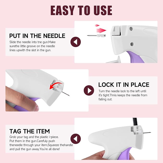 Micro Sewing Gun Stitch Gun for Clothes, White/Light Purple Color Versatile Stitching Gun for Hemming Pants Repairing Seams and More