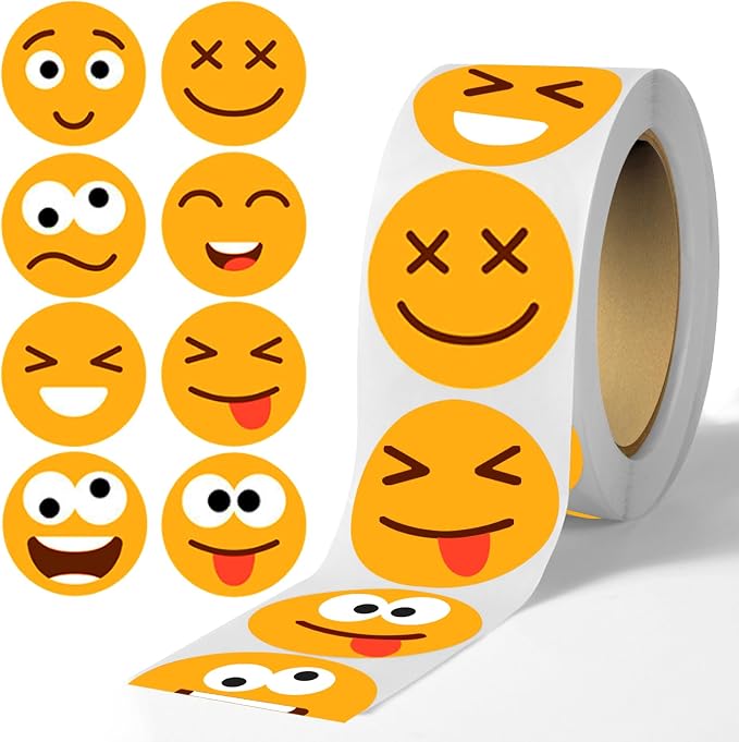 500Pcs Smiley Face Sticker Reward Stickers Rolls