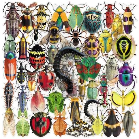 50Pcs Realistic Insect Vinyl Stickers Set