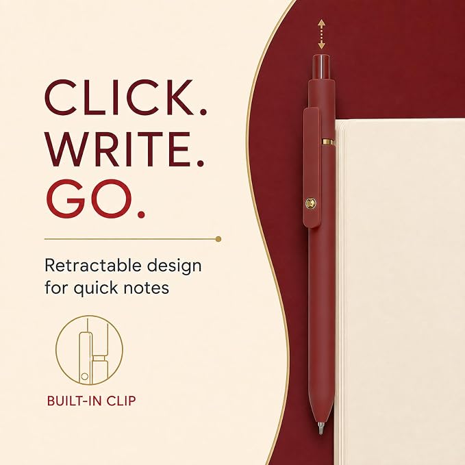 FIOVER Red Gel Pens, 6 Pack 0.7mm Red Colored Pens for Journaling and Notes
