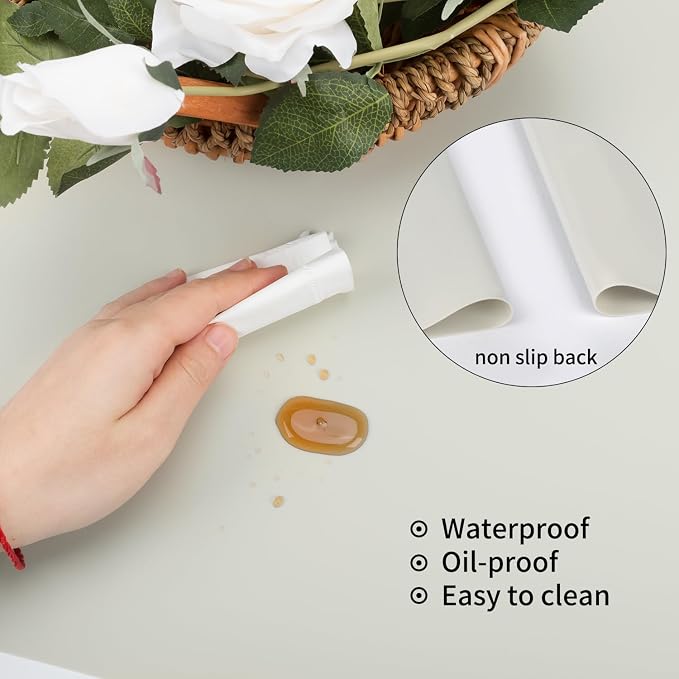 Extra Large Silicone Placemat, Food-Grade Flexible Silicone Mat Kids Non-Slip Dinner Placemat Waterproof Heat Insulation Countertop Protector Silicone Pastry Rolling Dough Mats 31.5x16.93'''Beige