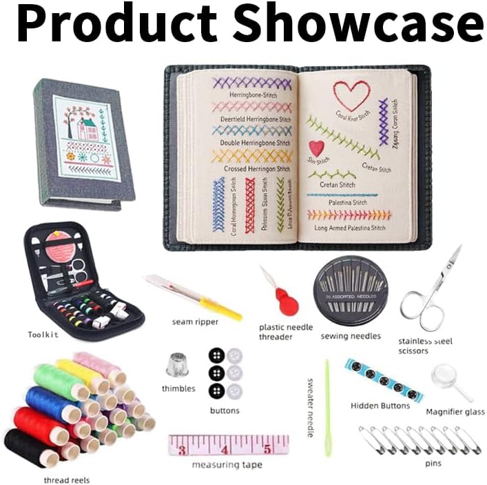 2026 New Embroidery Stitch Book Kit Portable All-Scenario Embroidery Stitch Book Comes with a Complete Toolkit The Perfect Choice for Beginners in Handicrafts (2 PCS)