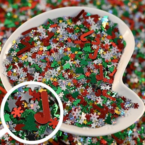 LIKETURE Fake Sprinkles 180g Fake Christmas Sprinkles Non-edible Craft Sprinkles Faux Sprinkles for Crafts Plastic Sprinkle Decoration Slime Sprinkles Slime Add Ins Shaker Card Filler (12 Bottles)