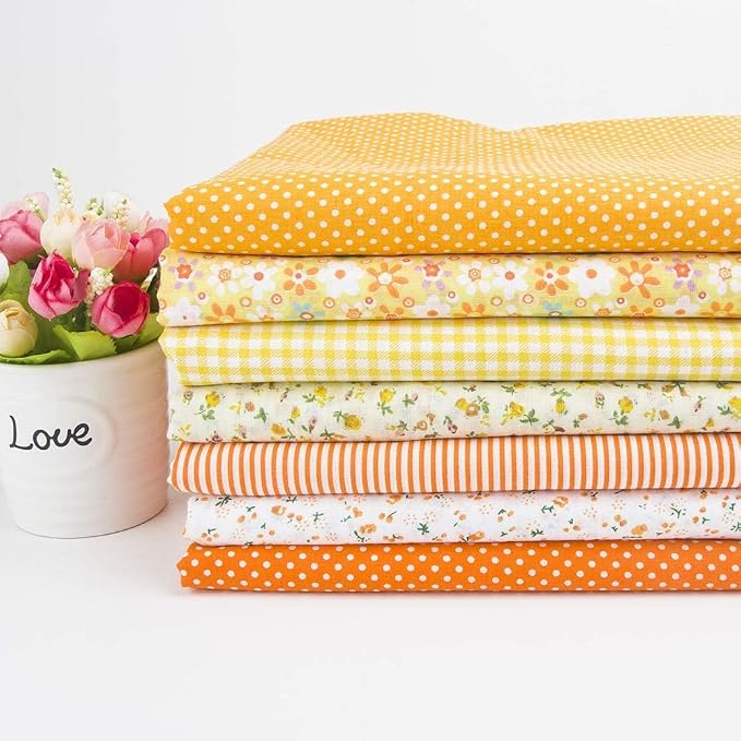 Cotton Fabric DIY Making Supplies Quilting Patchwork Fabric Fat Quarter Bundles DIY for Quilting Cotton Patchwork Cushions (Orange, 20" x 40")