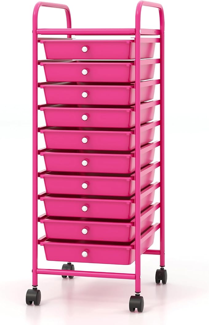 COSTWAY 10-Drawer Rolling Storage Cart, Utility Mobile Trolley
