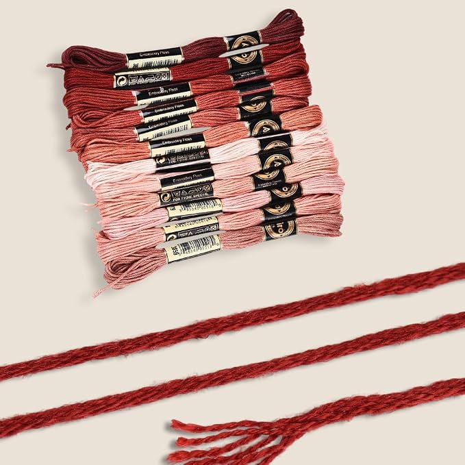 12 Skeins 6 Strands Red Brown Embroidery Thread for Hand Sewing